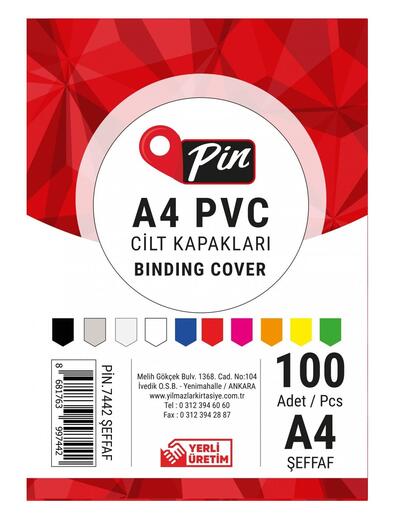 PİN CİLT KAPAĞI PVC A4 ŞEFFAF 100LÜ