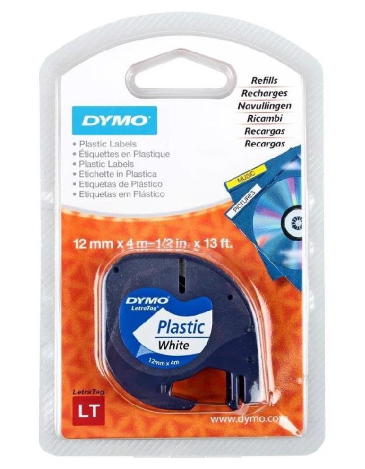 DYMO 12x4 LETRATAG PLASTİK 59422 BEYAZ-SİYAH