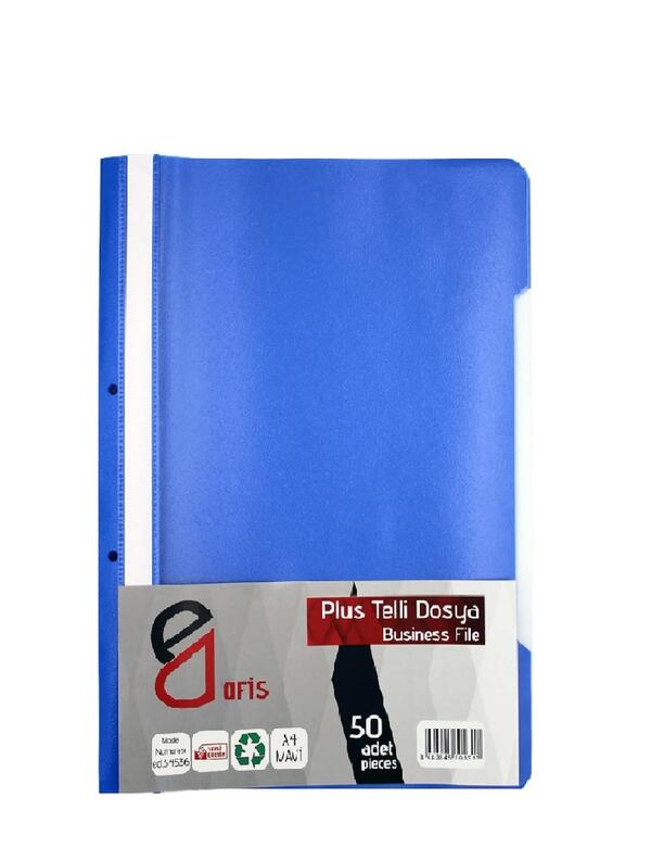 E&D PLUS TELLİ DOSYA A4 MAVİ 50Lİ