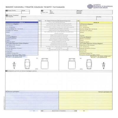 DİLMAN KAZA TESPİT TUTANAĞI OTOKOPİLİ TEKLİ