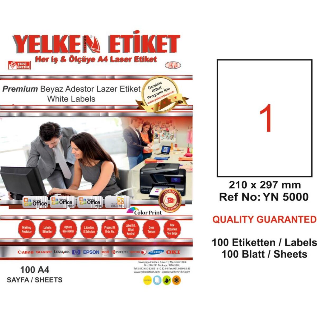 ETKİN YN5001 LASER ETİKET 1 Lİ 289,1x199,6