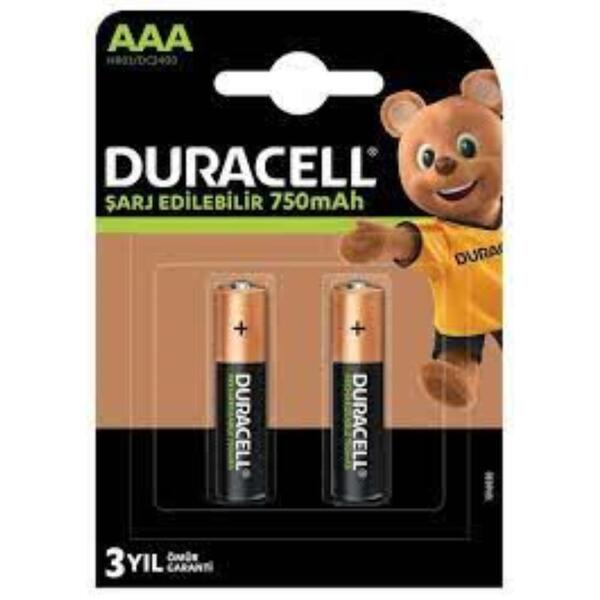 DURACELL 750mAH AAA 2Lİ ŞARJLI İNCE KALEM PİL