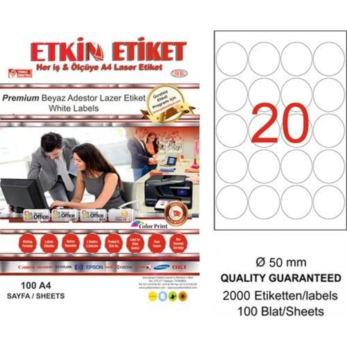 ETKİN YN5150 LASER ETİKET 20 Lİ 50MM