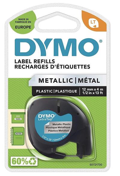 DYMO 12x4 LETRATAG PLASTİK 59429 METALİK GRİ