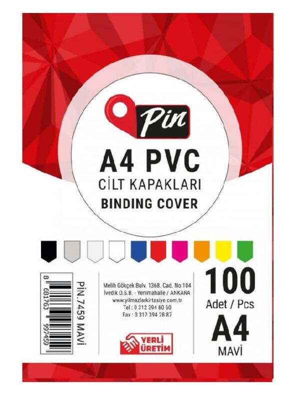 PİN CİLT KAPAĞI PVC A4 MAVİ 100LÜ
