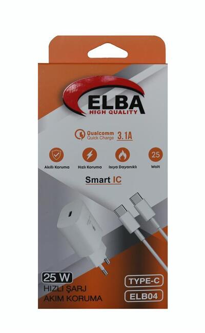 ELBA ŞARJ 25W TYPE-C KAFA+1MT TYPE-C KABLO