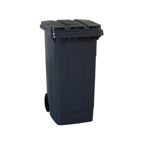 PLASTİK ÇÖP VE ATIK KONTEYNERİ 120 LT SİYAH/GRİ