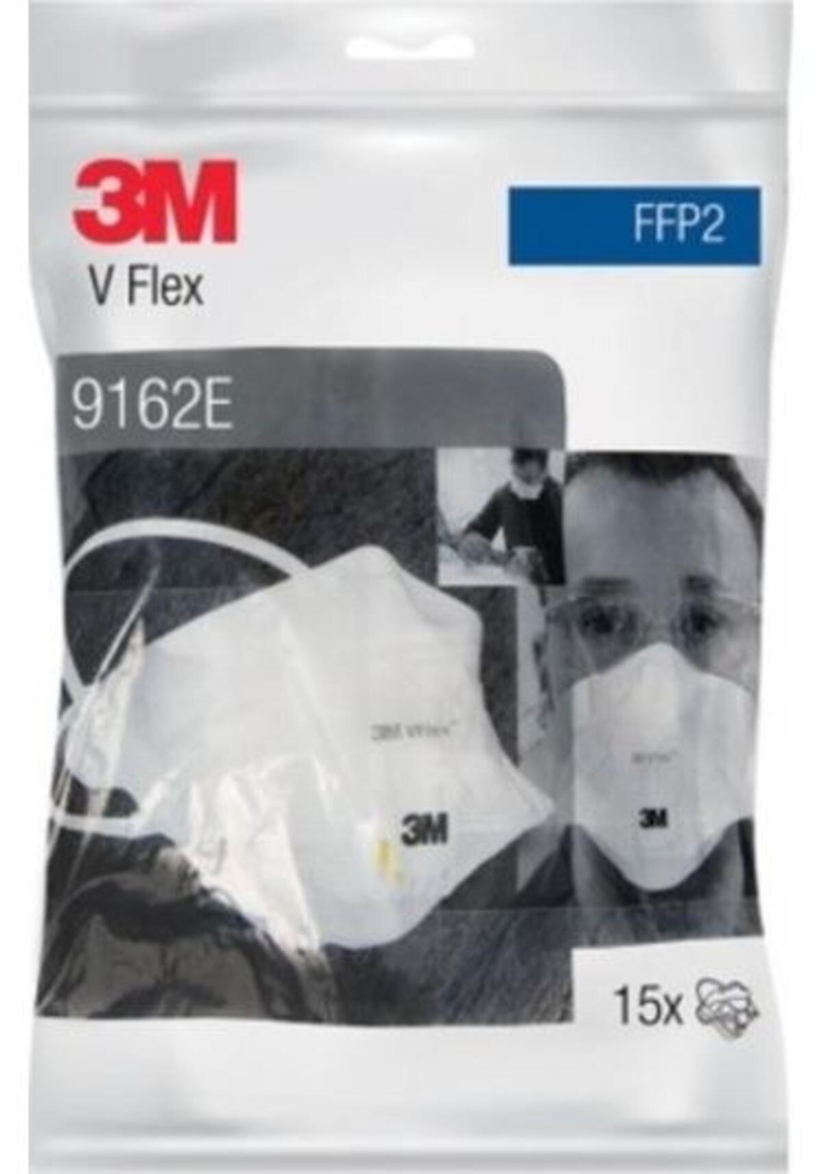 3M FFP2 TOZ MASKESİ VENTİLLİ 9162E 15Lİ