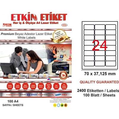 ETKİN YN5037 LASER ETİKET 24 LÜ 70x37,125